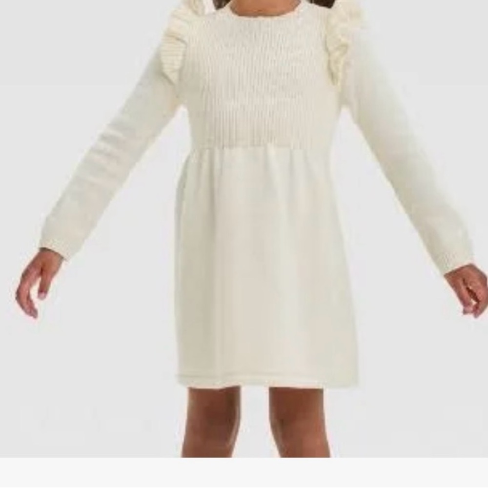 Toddler Girls' Solid Ribbed Sweater Dress - Cat & Jack™ Oatmeal 4t